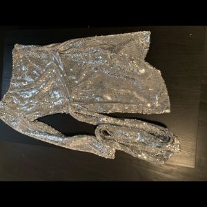 Peace and Love Silver sequined dress